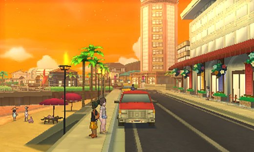 Sunset on a city in the Alola region